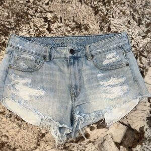 American Eagle Outfitters Light Blue Ripped Jean Shorts